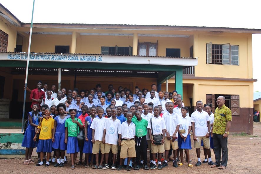 Diabetes_Clinic2 School children standing in front of UMC secondary school in Bo