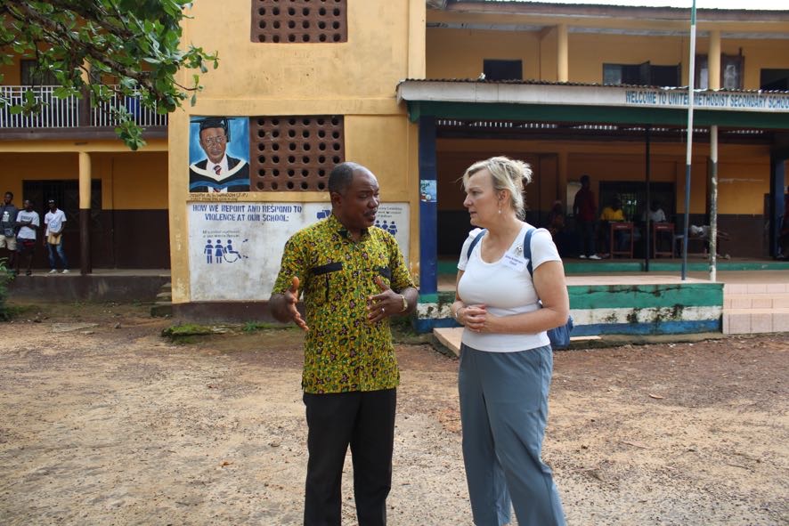 Diabetes_Clinic3 Rev. Gina talking to Centenary UMC's Pastor