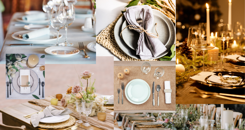 Collage of table settings.