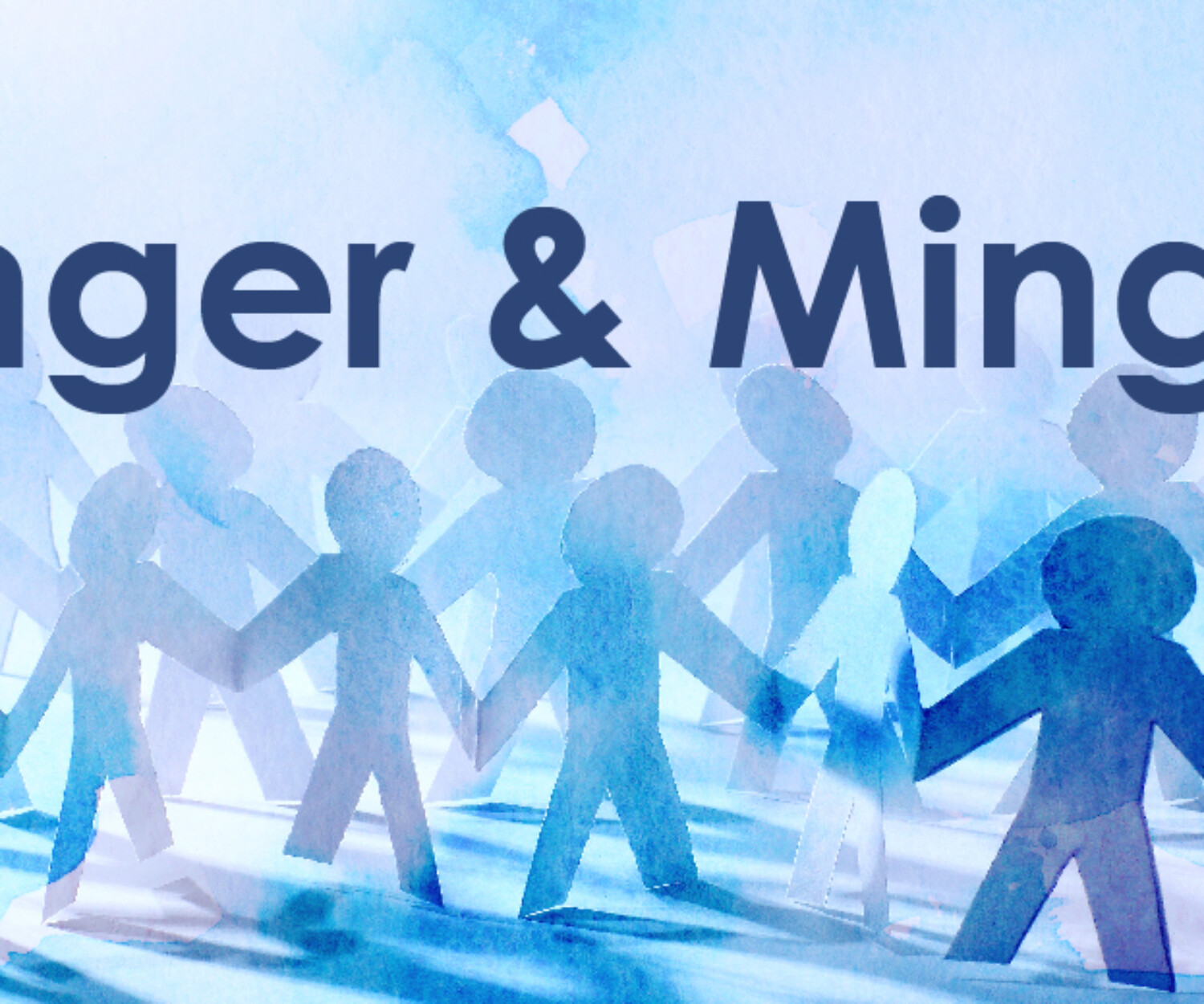 Linger & Mingle with cutout people holding hands in the background.